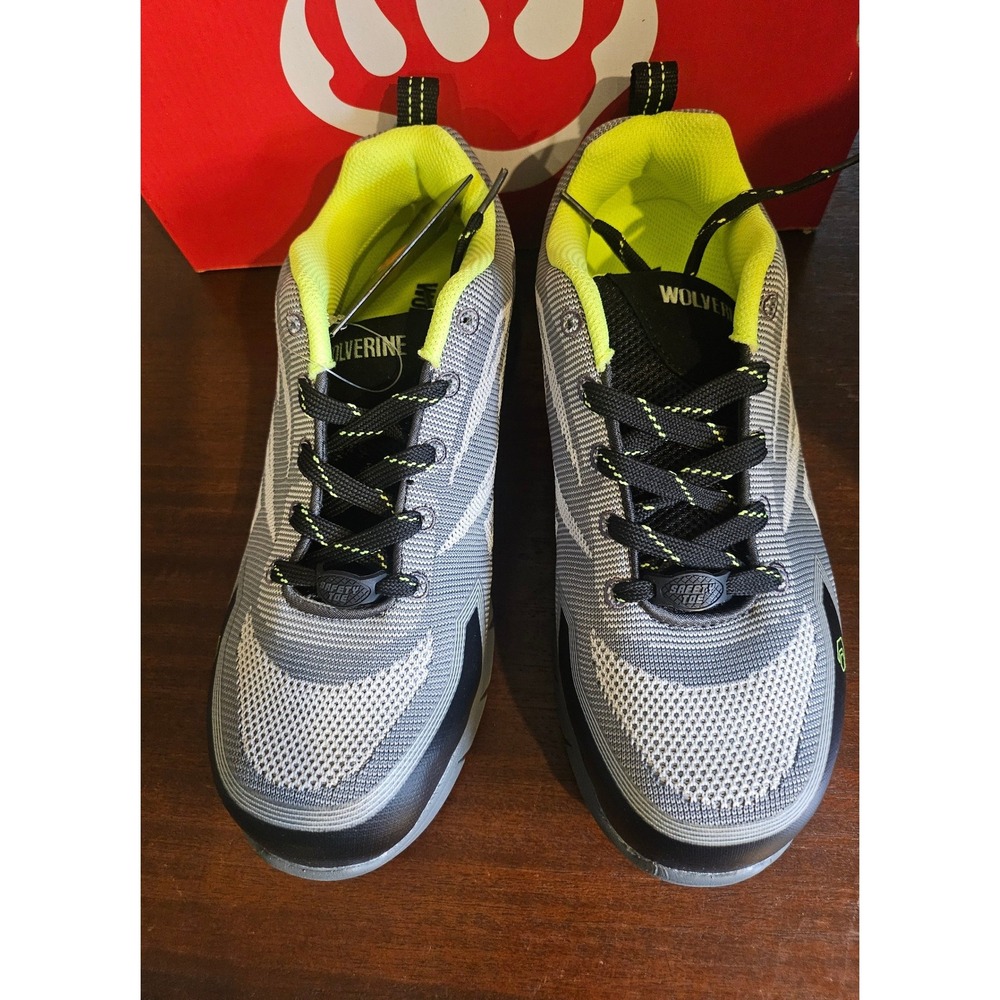 Wolverine Rev UltraSpring Nano Toe Work Shoes Mens 7.5 Grey Lime Safety Sneakers